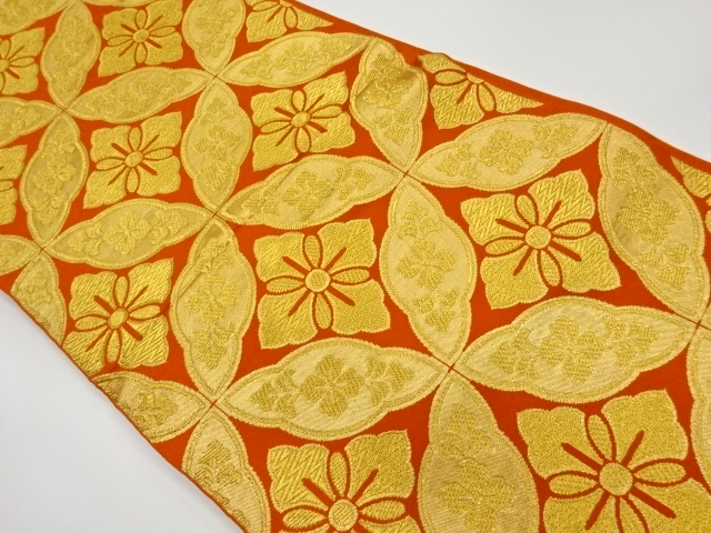 リサイクル　川島織物製　七宝に花菱模様織出し袋帯